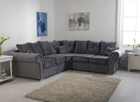 Oxford Corner Sofa grey scatter back